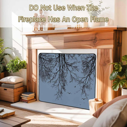 Magnetic Fireplace Cover Tree Branches Bird Fireplace Screen Decorative Brown Black Twigs Deadwood Insulation Fireplace Blocker Save Energy Fireplace Draft Stopper Covers for Living Room 45x34 Inch