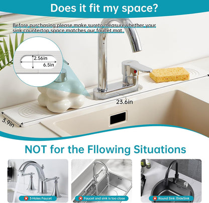 Stone Faucet Mat for Kitchen Sink Oval Hole Bathroom sink splash guard | Water-Absorbing Diatomite Stone Drying Mat & Sink Protectors Absorbent Stone Tray for Bathroom Counter, Oval Hole 6.5" x 2.5"