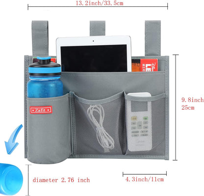 Zafit Hanging Bedside Caddy, Bedside Storage Organizer for Magazine, Phone, Remote control (Classic4 Pockets-Black)