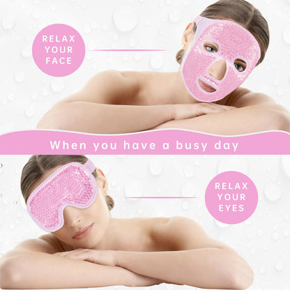 ZNÖCUETÖD Cold Face Eye Mask Ice Pack Reduce Facial Puff, Dark Circles, Hot Cold Compress Pack, Face SPA Gift for Woman Sleeping, Pressure, Headaches, Skin Care, Post Laser Cosmetic Care, Reversible