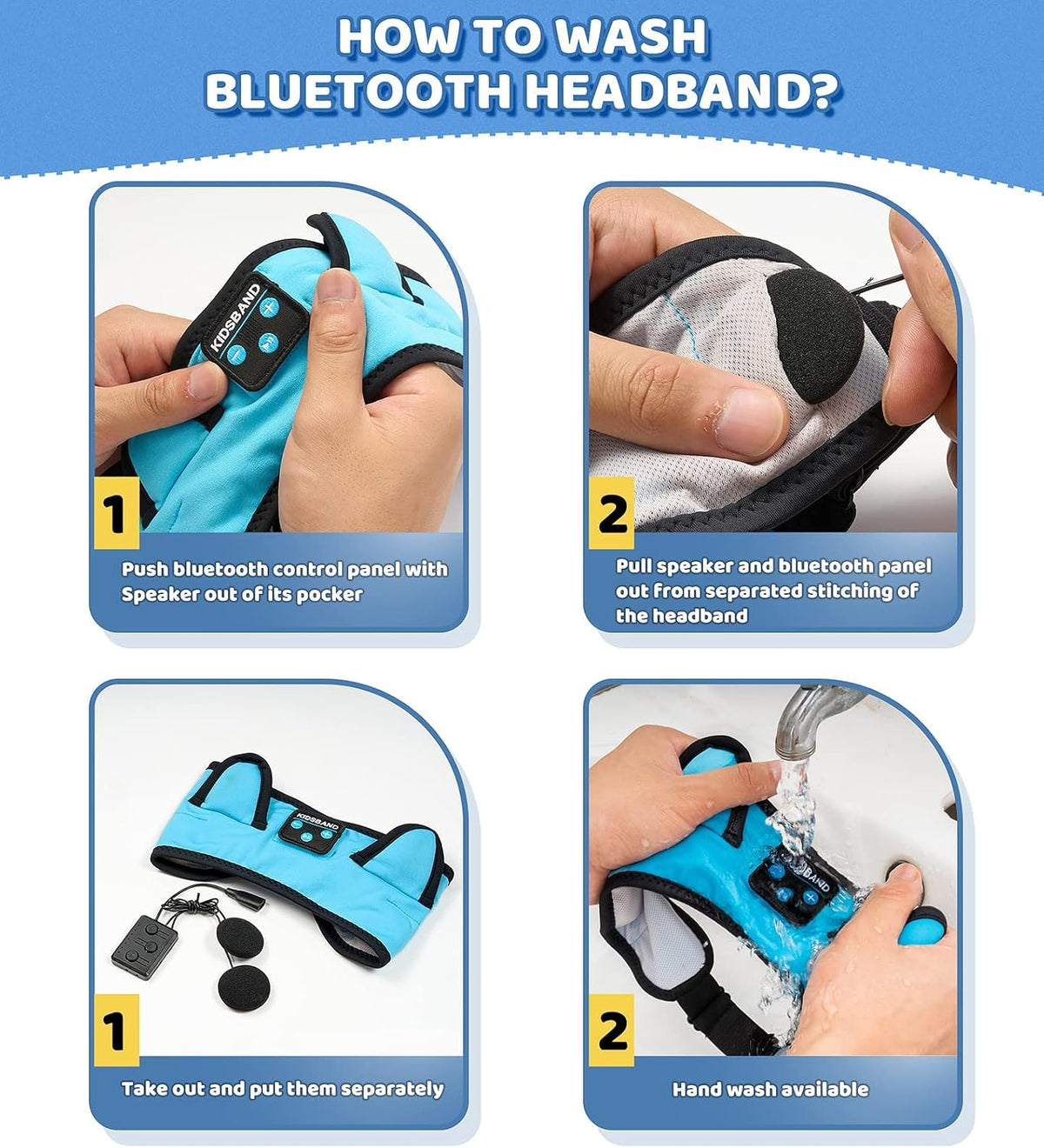 KIDSBAND Kids Bluetooth Headphones, Sleep Headband [Wireless & Wired Playback 2in1] Foldable Headphones for School/Travel/Tablet/Sleep