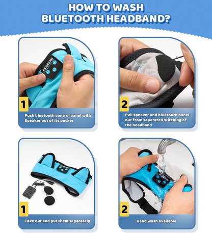 KIDSBAND Kids Bluetooth Headphones, Sleep Headband [Wireless & Wired Playback 2in1] Foldable Headphones for School/Travel/Tablet/Sleep