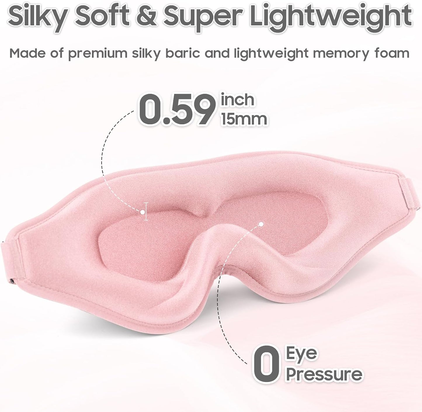 Sleep Mask - Total Blackout 3D Sleeping Mask, Super Lightweight & Silky Soft Eye Mask for Sleeping, Fully Adjustable Fit for Home, Office, Traveling, Meditation, Yoga, Pink, Mothers Day Gifts