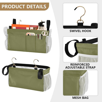 Black Bedside Caddy Storage Bag Bedside Organizer for Bed Rails College Dorm Room Organizer Caddy Hanging Shelf 6 Pockets with Hooks for Drinks Magazine Phone Holder