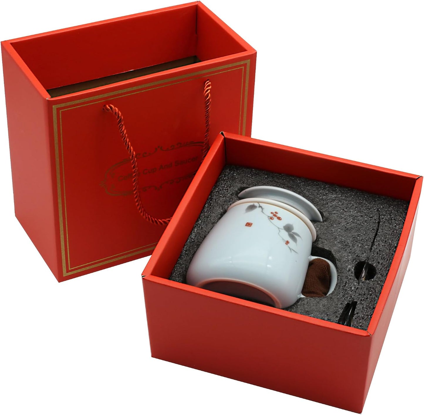 ZooBoo Porcelain Tea Mug With Infuser Lid 12oz Loose Leaf Tea Cup | Gift Box Packaging Makes This Tea Cup An Ideal Choice For Tea Lovers, Home, Office Use