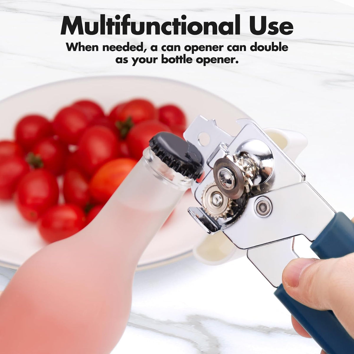 Can Opener Manual, COKORA Can Openers Hand Held with Comfort Anti-Slip Handles, Heavy Duty Stainless Steel Can Opener Smooth Edge and Bottle Openers, Easy Turn Can Openers for Seniors, Kitchen, Black