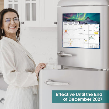 2026-2027 Magnetic Calendar for Refrigerator, Apr 2026-Dec 2027 | 21-Month Fridge Calendar 2026-2027 for Home Planning, Scheduling and Easy Organization, Greenery