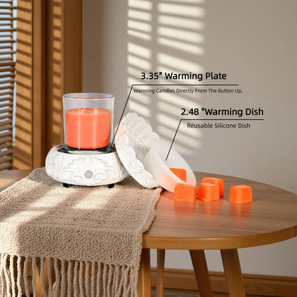 ASAWASA 2PCS Smart Candle Warmer for Large Jar, Coffee Mug Warmers, with Gravity Switch Auto Shut-On/Off, Safely and evenly Release The Aroma, Keep The Drink Warmth, Best Ideals Valentines Day Gifts