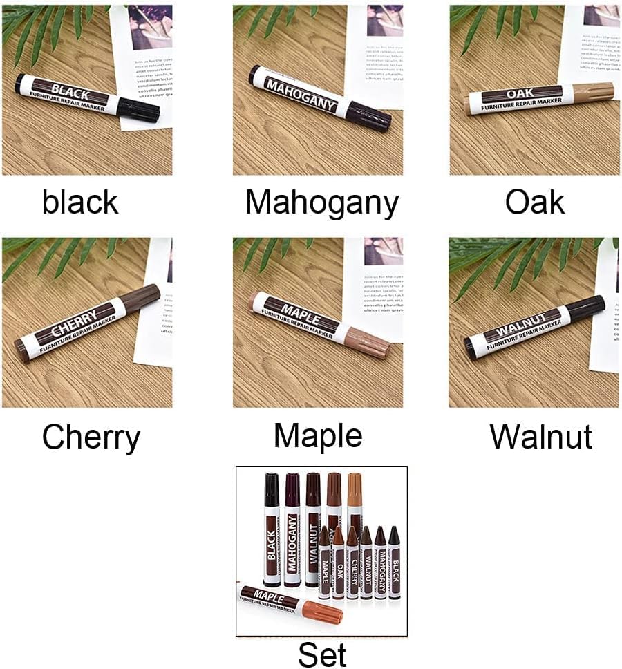 Black Furniture Repair Wood Cabinet Floor Touch Up Markers Scratch Filler Remover - Mahogany Wood Polish and Care Wood Floor Markers Repair Kit(ZS295)