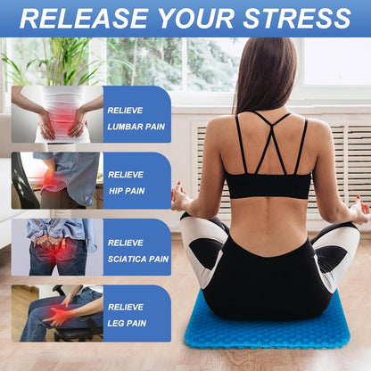 Gel Seat Cushion for Long Sitting - 16.5" x 14.5" x 2.4" (Extra Thick＆Soft)