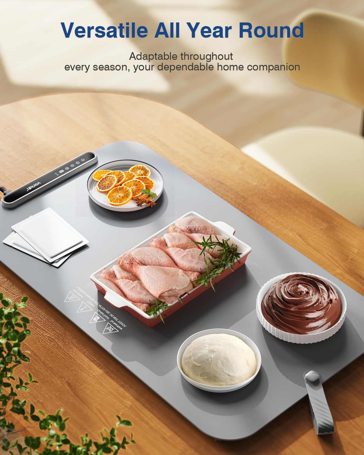 Warming Mat for Food, Voriah Electric Warming Tray with 3 Temp Settings & Auto Shut-Off, Food Warmer with Thick Silicone Surface to Keep Food Warm at Buffet, Parties, and Family Use（Dark Blue）