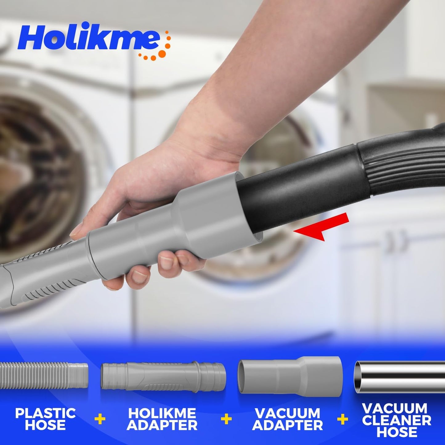 Holikme Dryer Vent Cleaner Kit – Blue Lint Vacuum Attachment | Dryer Vent Vacuum Hose Replacement Parts Reach Deep Inside Vents - Remove Hidden Lint, Speed Drying & Reduce Fire Risk