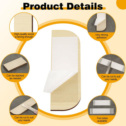 24 Set Wooden Hinge Filler Plates Kit Door Hinge Repair Plate for Kitchen Cabinet Hinges Door Cover Plate Hole Cover Fillers with Double Sided Tape(Log)
