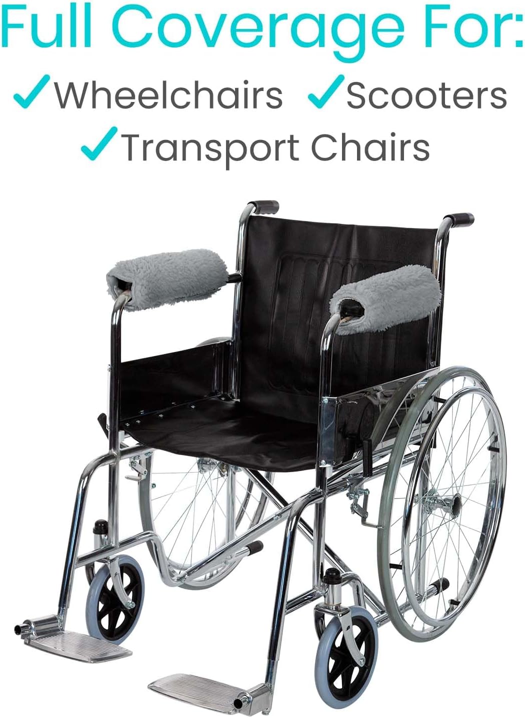 Vive Wheelchair Armrest Pads (2 PCS) - Memory Foam Sheepskin Cushion | Accessories for Transport Electric Wheel Chair Arm Rests - for Adults, Seniors, Handicapped - Soft Support for Office Chair