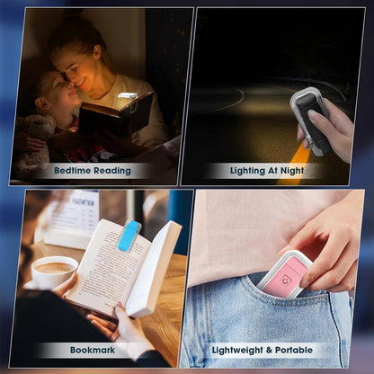 VZZNN 12 Pack Reading Light,Rechargeable Book Light for Reading in Bed,Clip-On Book Lights with 3 Color Temperature,Bulk Gifts for Book Lovers Kids Adults（Blue）
