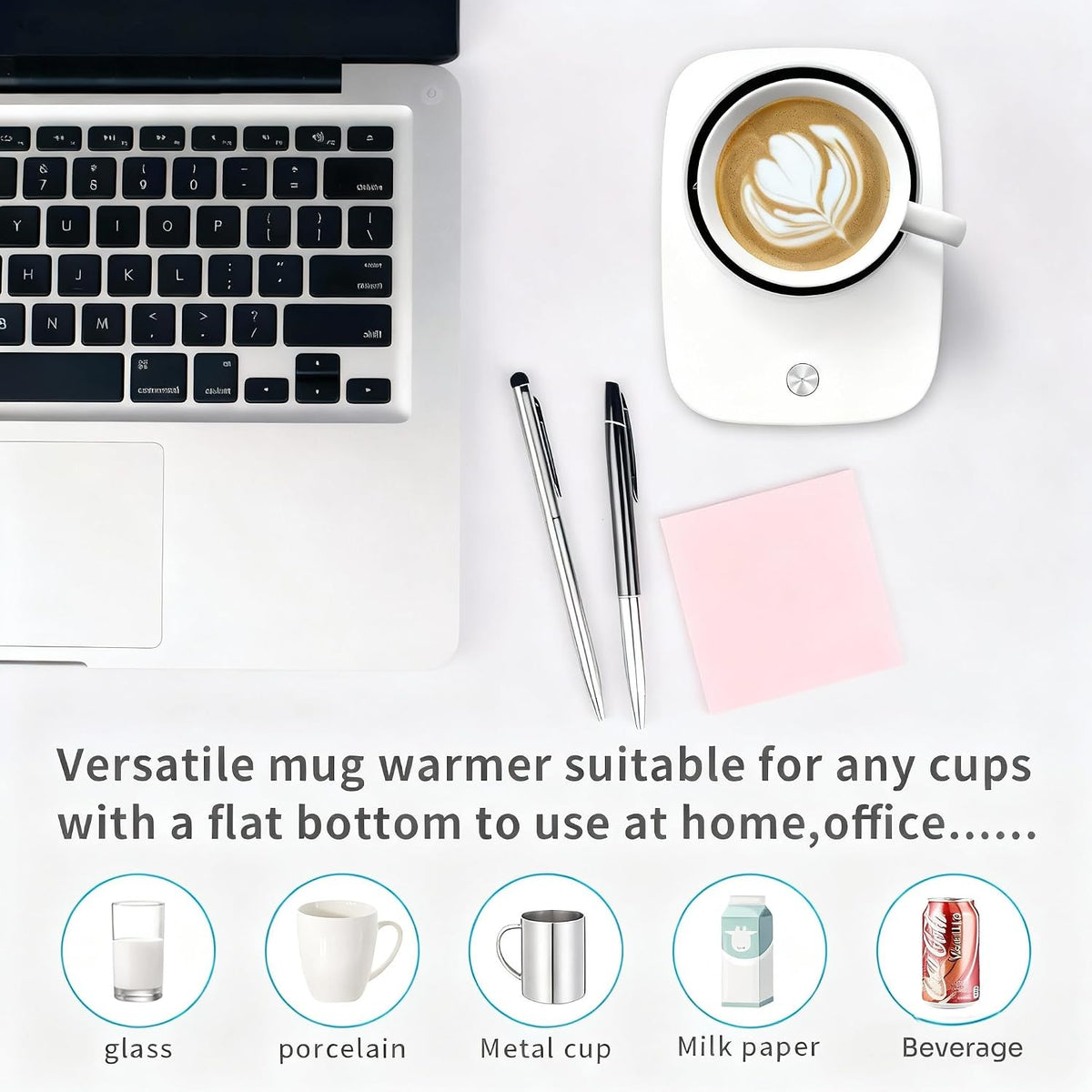 Misby Mug Warmer, Coffee Warmer for Desk Auto Shut Off Coffee Lovers Gift Ideas, Smart Coffee Cup Warmer with Gravity-Induction Coffee Mug Warmer for Desk Use Keep Beverages Coffee Warmer (White)