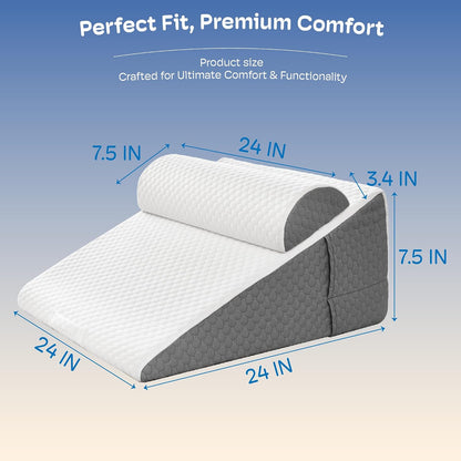 Queen Size Bed Wedge Pillow Headboard, Pillow Wedge for Headboard Gap(0-8") | Mattress Gap Filler Wedge, Stop Items Falling and Get Quality Sleep,Ergonomic Design, Non-Slip, Breathable(60"X10"X6")