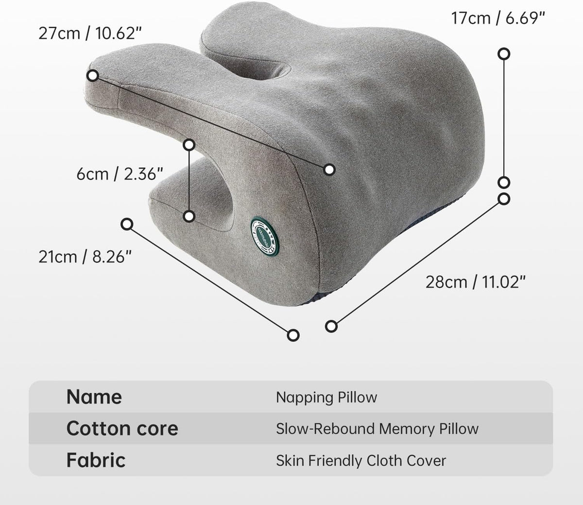 Office Chair with Headrest, Memory Foam Neck Support Pillow, Desk Pillow for Napping, Arm & Chest Support Flexible Hanging Cushion, Fits Most Office Chairs, Removable Washable Gray Cover