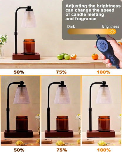Candle Warmer Lamp with Timer, Dimmable, Adjustable Height, Oval | 2 bulbs included, no flame needed, 1-year warranty, farmhouse or modern decor, for bedroom, kitchen, living room, gifting
