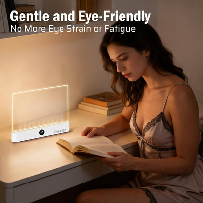 LED Reading Book Page Light - USB Rechargeable Flat Books Night Lamp - Smart Clear Read Booklight Panel - Dimmable Plate with 3 Colors & Timer - Portable Eye Care Reading Light for Bed Time (White)