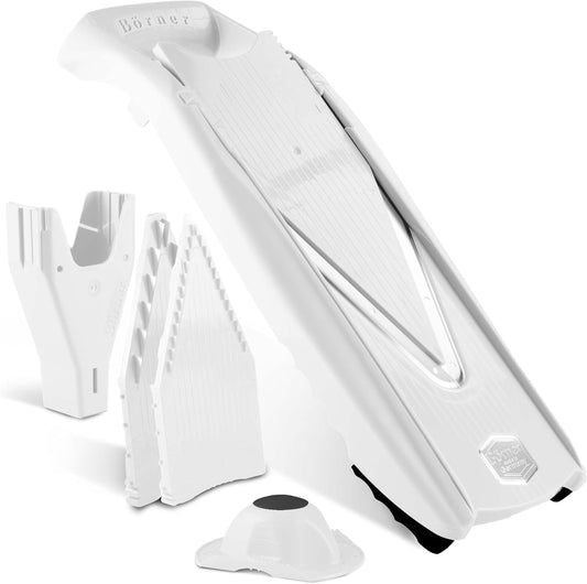 Mandoline Food Slicer Börner V5 (Starter Set) by Reston Lloyd • V-Slicer with Food Holder • Made in Germany • Fruit & Vegetable Chopper • Multiple Settings • Color: White