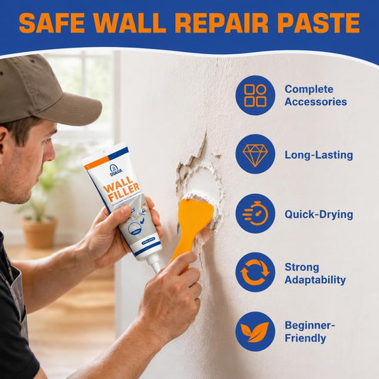 Drywall Repair Kit 2 Pack, 8.8 oz Each Wall Repair Putty Paste | White wall repair paste and putty kit with aluminum patches and tools for drywall holes, cracks and wall surface repair.