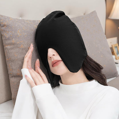 Cotton Light Blocking Night Cap Slouchy Blackout Eye Cover Mask Travel Nap Beanie Deep Sleep Hat Breathable Blindfold Skull Cap for Men Women Elderly Postpartum Warm Windproof Sleep Hat