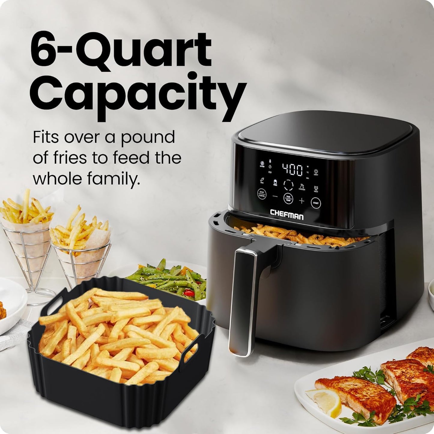 Silicone Air Fryer Liners for Chefman Air Fryer – 6 QT, LYHOLKEER Square Air Fryer Liners Silicone Reusable Basket for Cosori 9-in-1 TurboBlaze Air Fryer 6 Qt