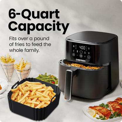 Silicone Air Fryer Liners for Chefman Air Fryer – 6 QT, LYHOLKEER Square Air Fryer Liners Silicone Reusable Basket for Cosori 9-in-1 TurboBlaze Air Fryer 6 Qt
