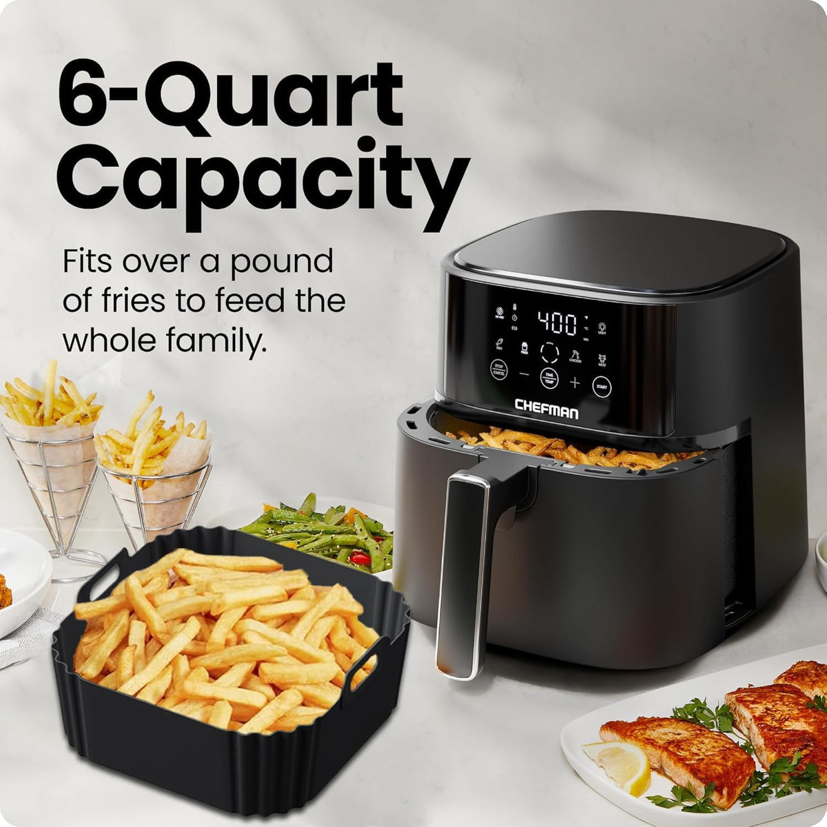 Silicone Air Fryer Liners for Chefman Air Fryer – 6 QT, LYHOLKEER Square Air Fryer Liners Silicone Reusable Basket for Cosori 9-in-1 TurboBlaze Air Fryer 6 Qt