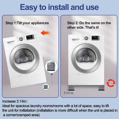 4Pcs Anti Vibration Pads for Washing Machine, Reduce Washer Dryer Moving | Washer and Dryer Pedestals,Prevents Noise Vibration Transfer, Antivibration Stabilizer Support Feet (Increase1.8in)