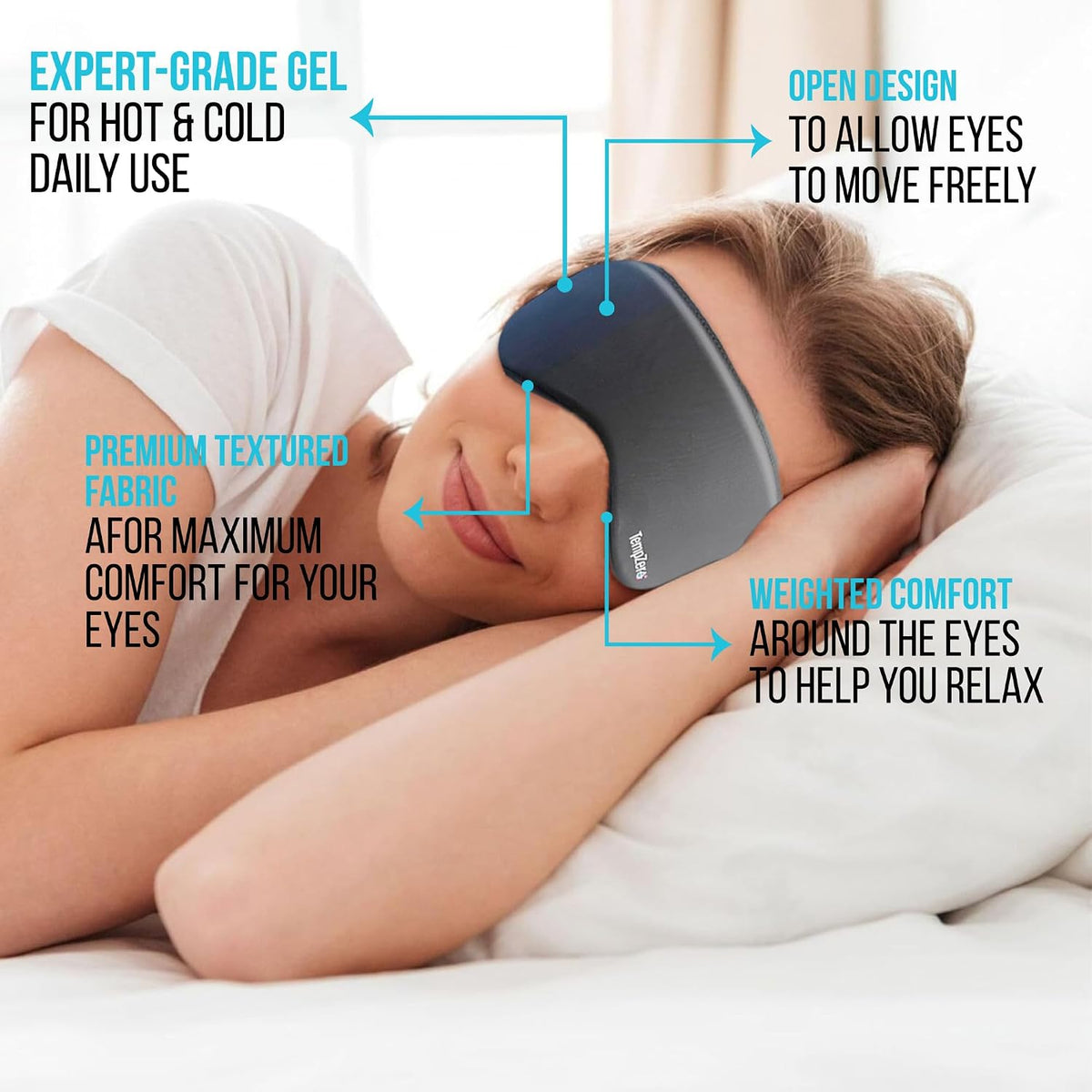 TEMP ZERO Gel Cooling Sleep Eye Mask - Warm Eye Compresses for Dry Eyes, Cooling Eye Masks for Puffy Eyes, Effective Hot & Cold Recovery, Retains Temperature Longer, Tension & Stress Relief