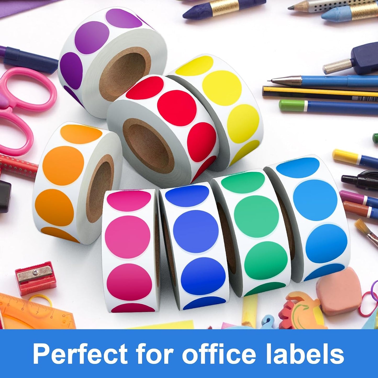 1600 PCS, 3/4" Color Round Dot Stickers, 10 Colors-20 Sheets | Circle Color Coding Blank Labels for Kids/Office/Classroom, Easy Peel, Ideal in Garage/Yard Sale Price self-adhesive Labels