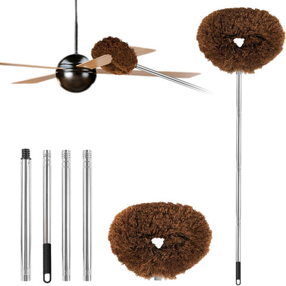 Ceiling Fan Cleaner Duster Reusable Microfiber Ceiling Fan Blade Cleaner Removable Duster with Extension Pole Adjusts 13 to 49.7 Inch for Cleaning Walls Bookshelves Furniture Door Window Top (Blue)