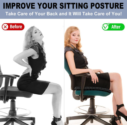 Gel Seat Cushion for Long Sitting - 1.65inch Double Thick Cooling Egg Cushion for Back, Hip, Sciatica, Coccyx, Tailbone Pain Relief - Office Chair Car Seat Cushion – Wheelchair Cushions