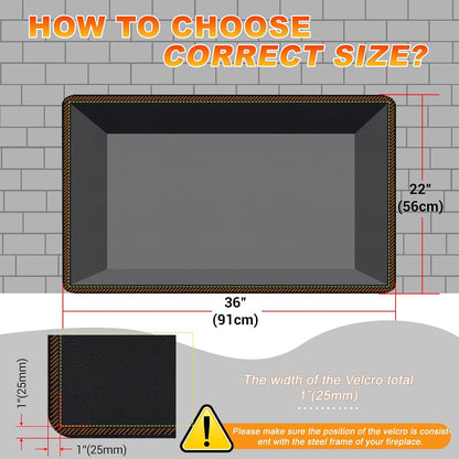 Fireplace Cover, Draft Stopper for Brick Fireplace, Fireplace Flue Blocker, Indoor Fireplace Blanket for Heat Loss, Winter and Summer, Black, 36x20 Inches