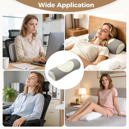 Buckwheat Neck Pillow Cervical Roll, Adjustable Support Pillow for Sleeping, Ergonomic Bolster Roll for Side and Back Sleepers, Neck Alignment Support with Zipper Cover