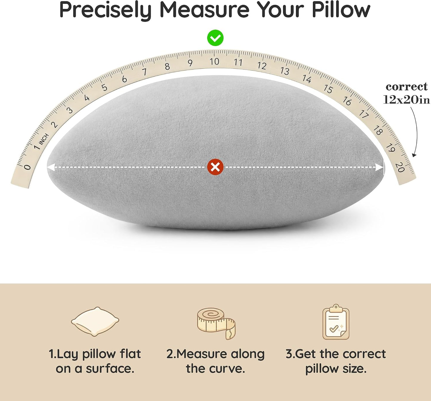 AM AEROMAX 12x20 Memory Foam Throw Pillow Insert, Rectangular Lumbar, White | Decorates bed/sofa/couch | lumbar shape fills pillow cover | resists flattening | comfortable to lean on