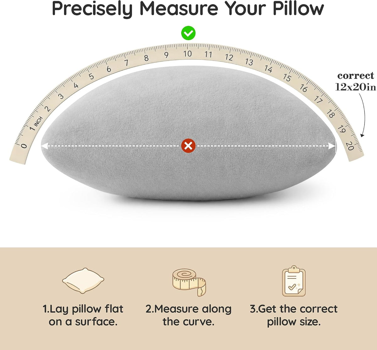 AM AEROMAX 12x20 Memory Foam Throw Pillow Insert, Rectangular Lumbar, White