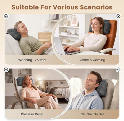 SUPA MODERN Adjustable Headrest Pillow for Recliner, Armchair & Sofa – Breathable, Non-Slip Shredded Memory Foam with Washable Cover for Neck Support & Pain Relief (Straps)