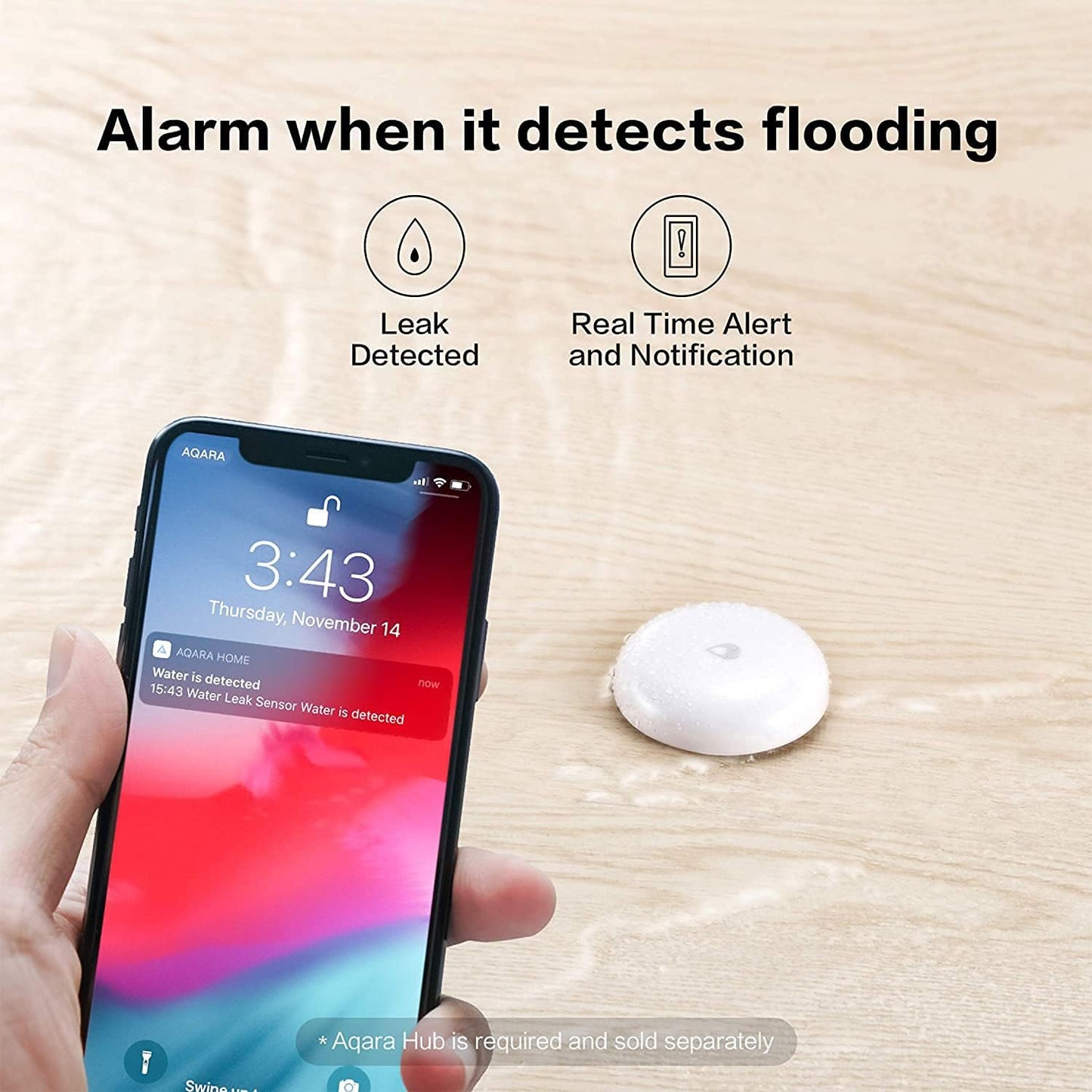 Aqara Water Leak Sensor 3 Pack, Zigbee Water Leak Detector for Alarm System | Requires AQARA HUB, App Notifications, Smart Home Automation, for Kitchen, Bathroom, Basement, Wireless, Works with IFTTT