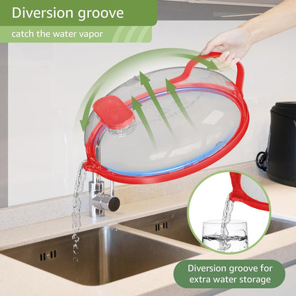 Microwave Splatter Cover with Water Steamer for Food - 10 Inch Steam Microwave Splatter Guard with Handle Plate Covers for Heating Food Splash Oven Lid with Built in Steamer