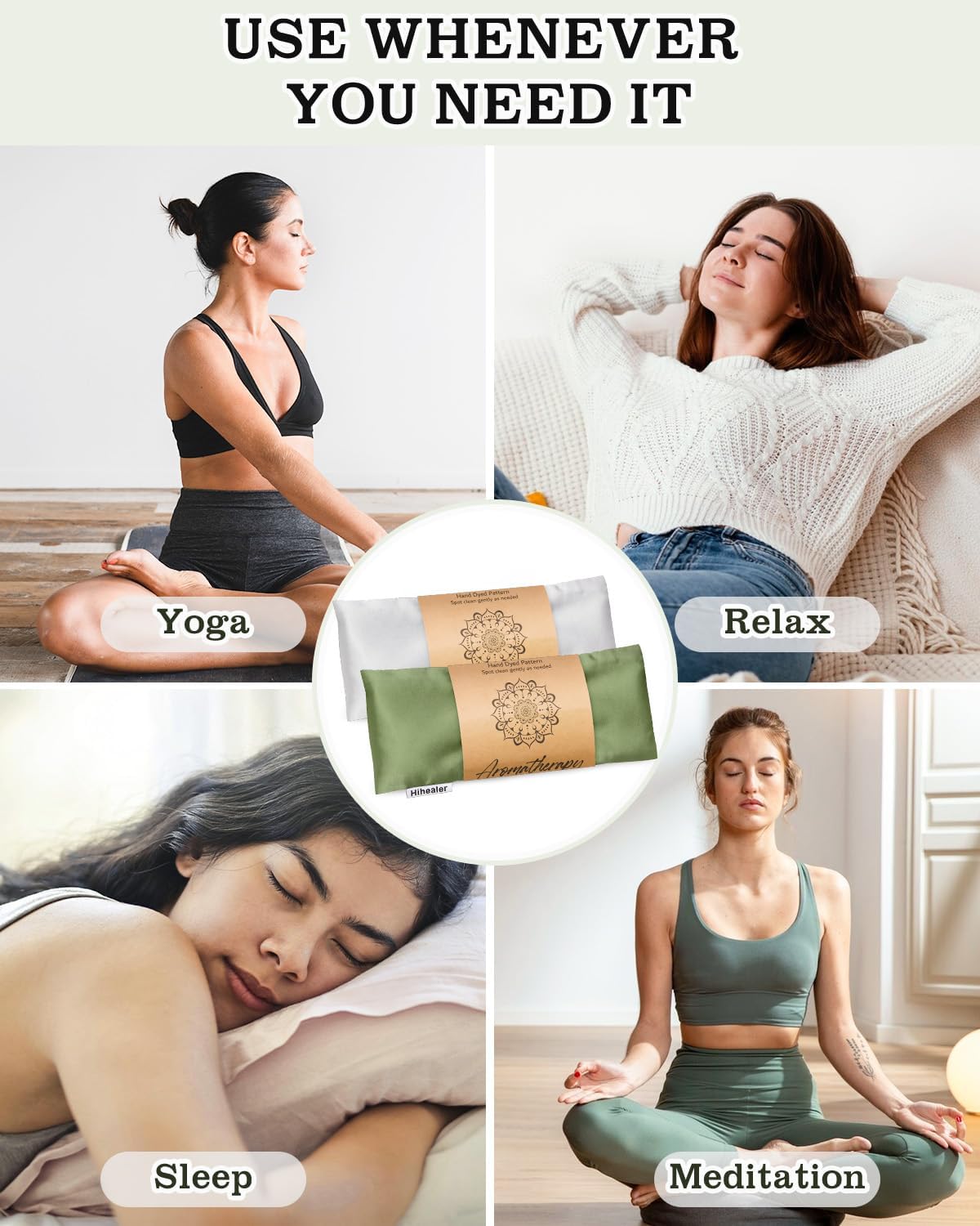 Hihealer Lavender Eye Pillow for Sleeping, Weighted Eye Mask for Spa, Yoga