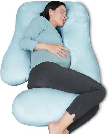 MOON PARK Pregnancy Pillows for Sleeping - 57 Inch U Shaped Full Body Maternity Pillow with Removable Cover - Support for Back, Legs, Belly, Hips - Pregnancy Pillow for Women - Grey