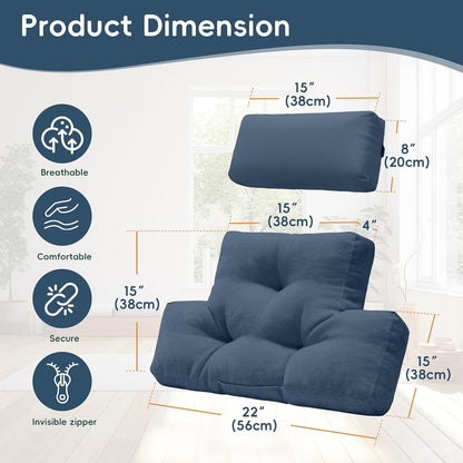 2 Piece Neck Pillow and Lumbar Support Back Cushion Set for Recliner, Beige
