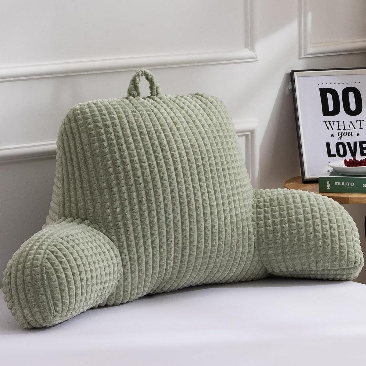 A Nice Night Darkgrey 17" Bed Wedge Pillows with Arms for Sitting