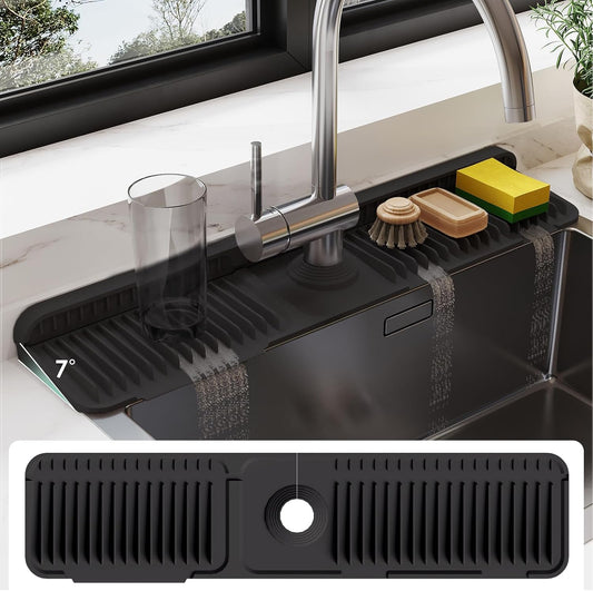 24 Inch Silicone Faucet Mat for Kitchen Sink Splash Guard Behind Faucet