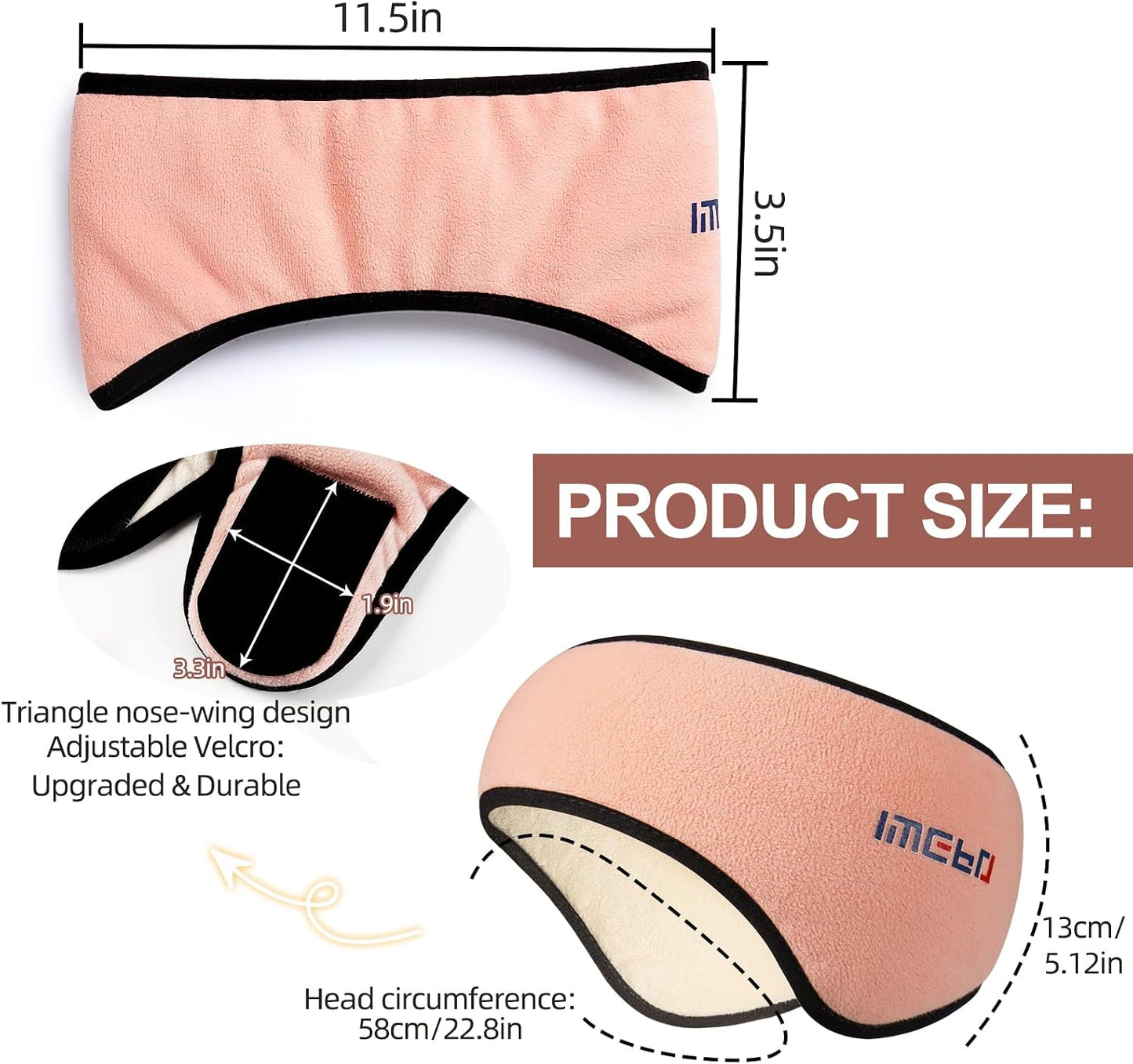 Sleep Mask, Eye Mask for Sleeping with Heads Adjustable, Earmuffs for Sleep for Men & Women, 2 in 1 Ear Mask and Blindfold, Soft Dual-Sided All-Season Eye Cover for Side Sleepers (Black)