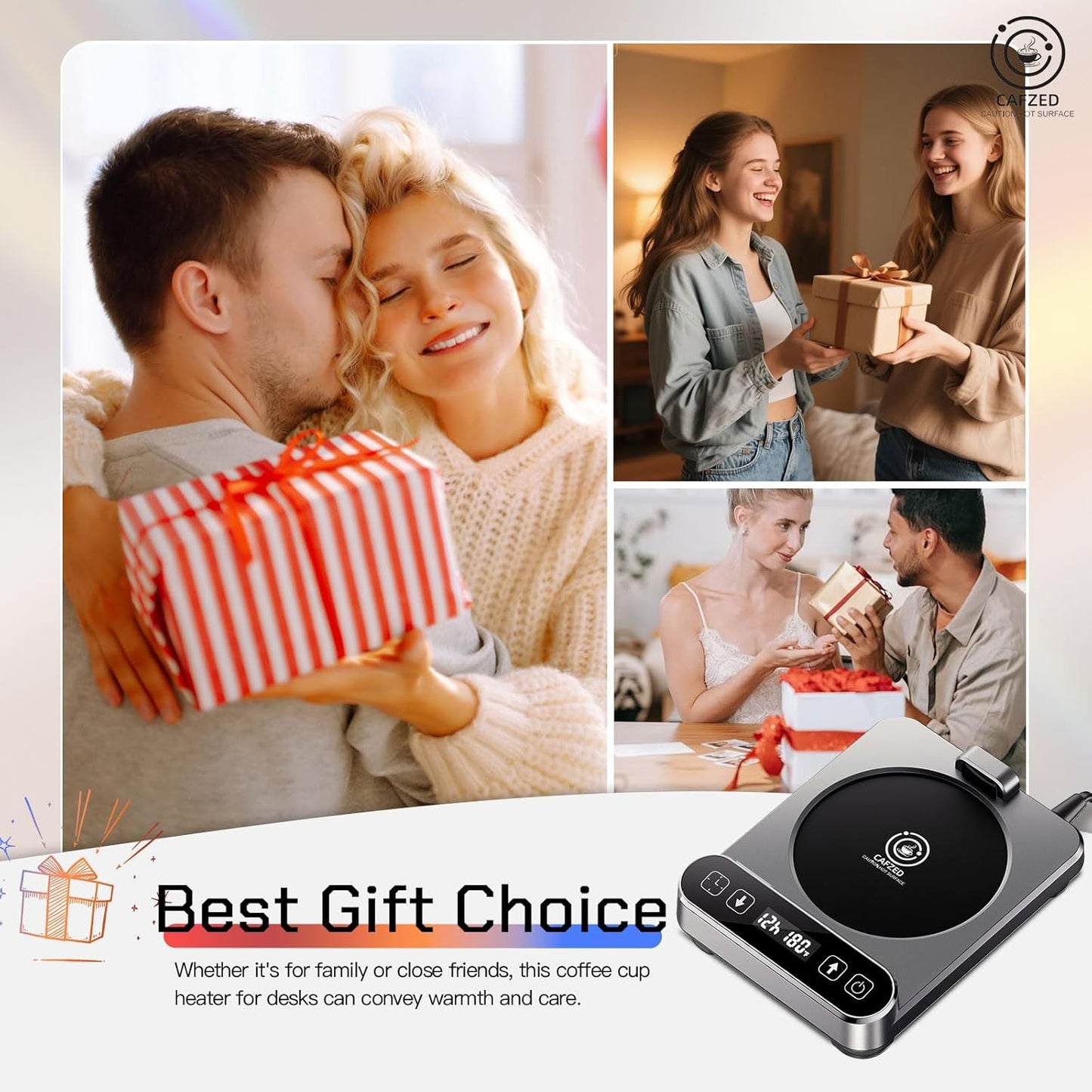 Smart Mug Warmer with Infrared Sensor, Coffee Mug Warmer for Desk | 6 Temp Settings & 12H Timer Coffee Cup Warmer with Auto On/Off, Electric Beverage Warmer for Office & Home, Coffee Lover Gift