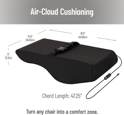Mind Reader Heated Lumbar Support Cushion with Gentle Heat and Timer, Memory Foam Lower Back Pillow for Office Chair and Home Use, Black